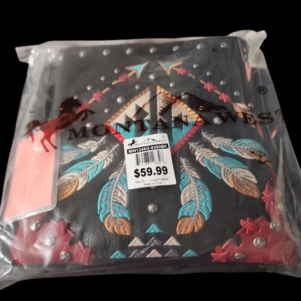Montana West Black Bag with Colorful Embroidery